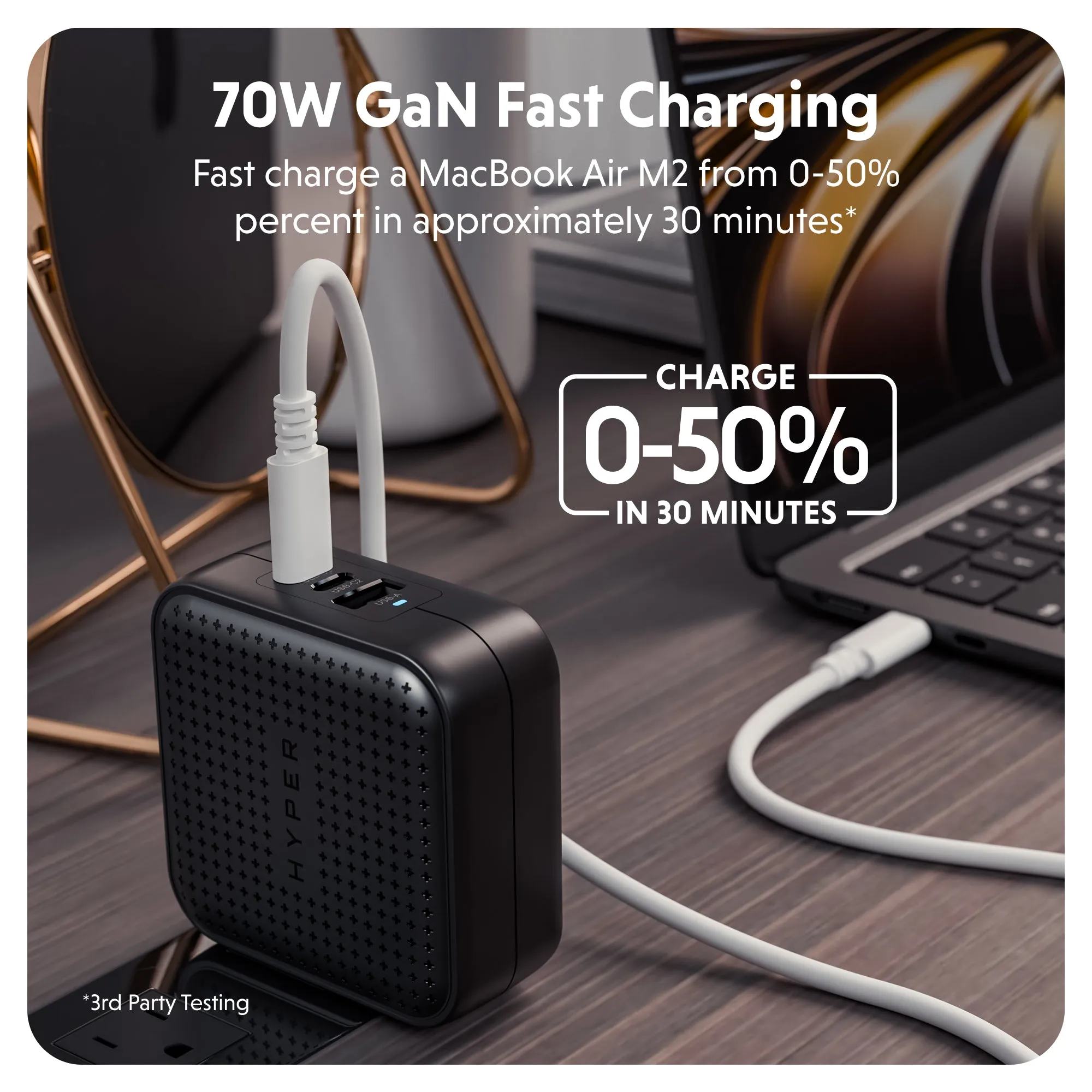 HyperJuice® 70W USB-C GaN Travel Charger - Black