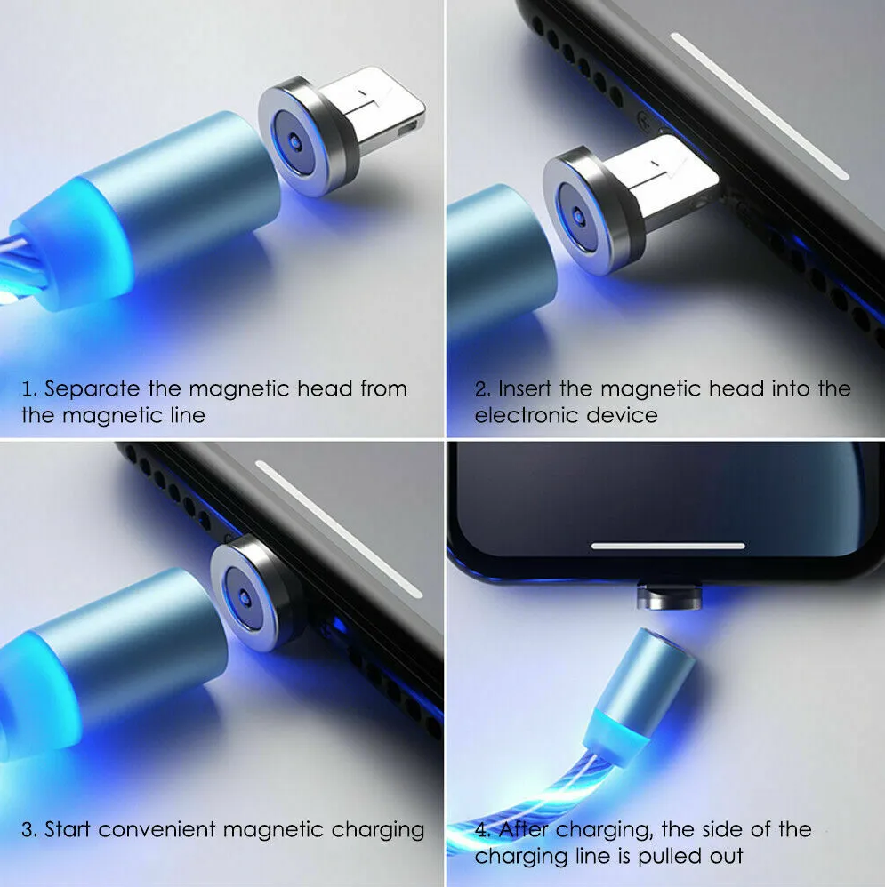 IGLOW™ GLOWING LED MAGNETIC 3 IN 1 USB CHARGING CABLE