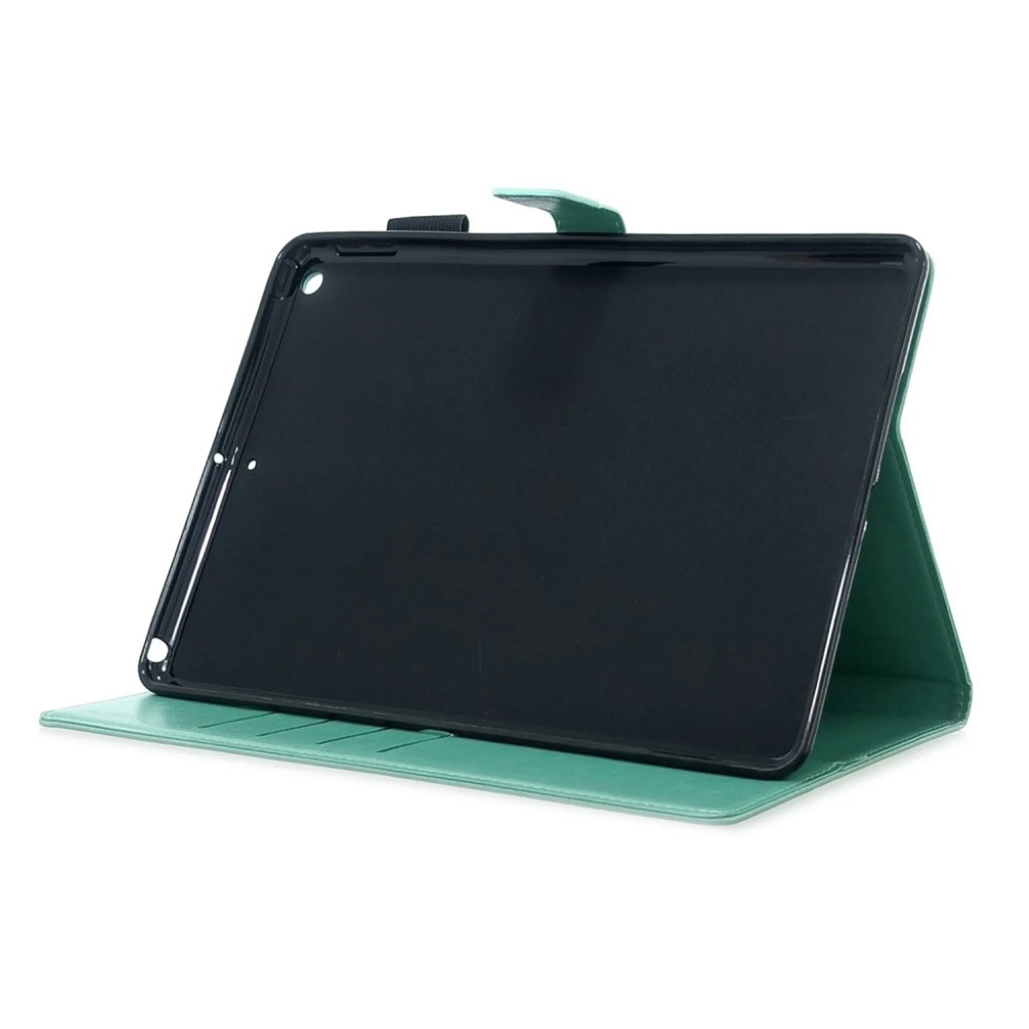 iPad 10.2 (2019) imprint butterfly leather flip case - Cyan