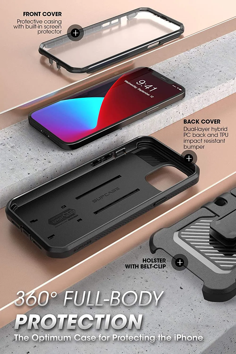 iPhone 12 Pro Max Kickstand Belt Clip Case |  iPhone 12 Pro Max Belt Case