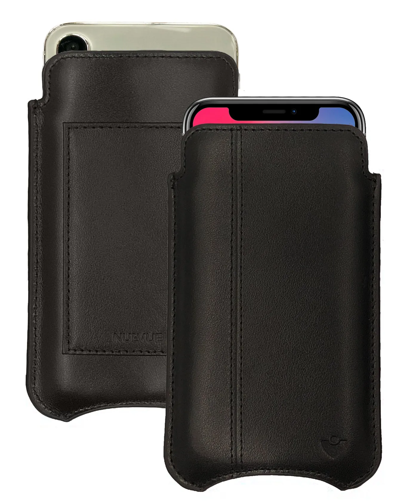 iPhone 16 / 16 Pro Black/Red Leather Wallet Case with NueVue Patented Antimicrobial, Germ Fighting and Screen Cleaning Technology