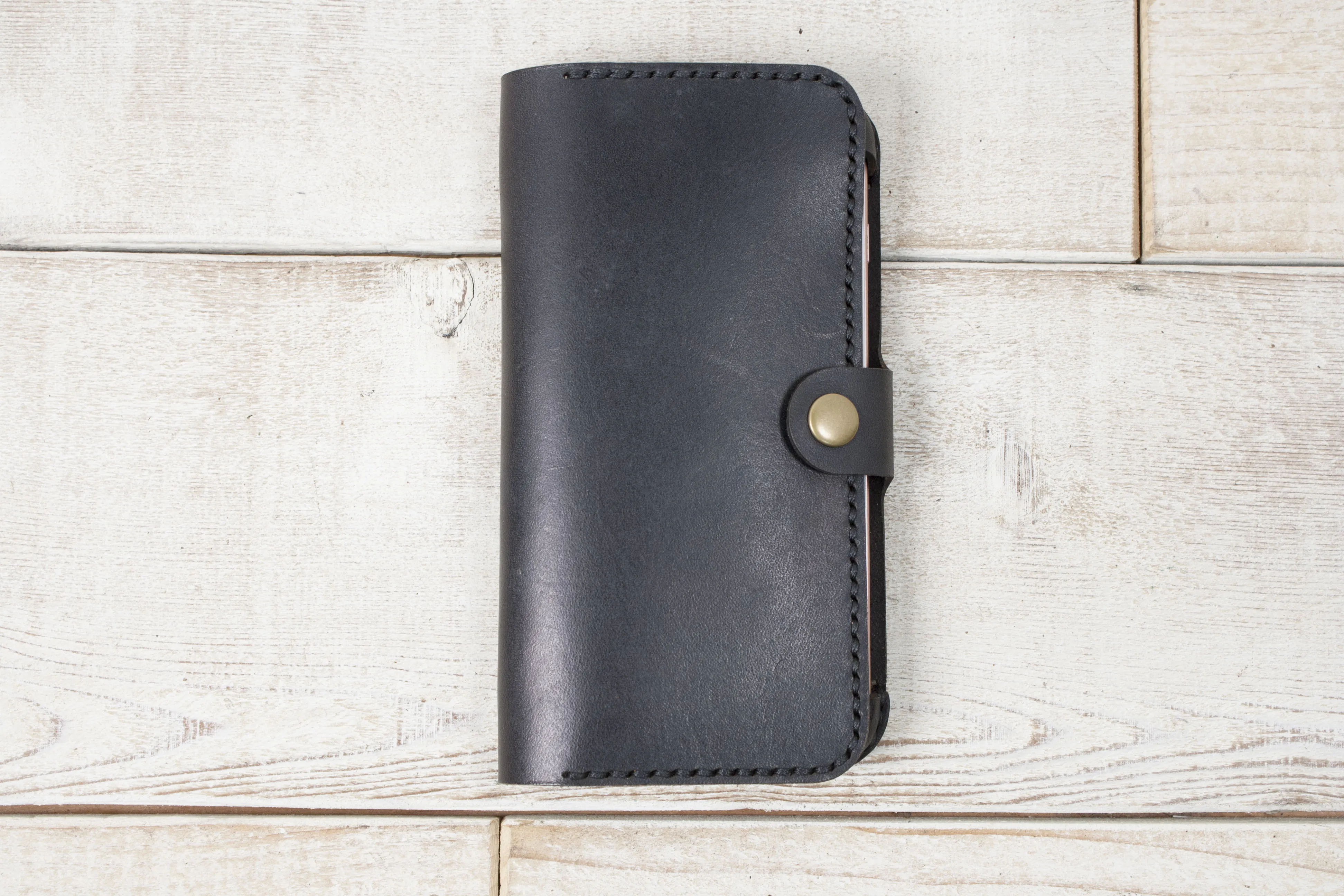 iPhone 7 Plus or 8 Plus Leather Phone Wallet | Black