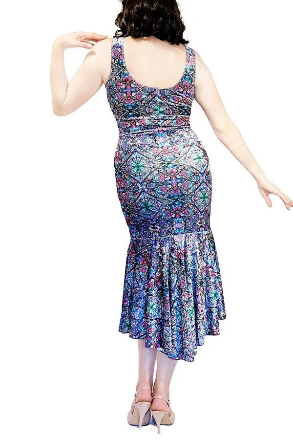 kaleidoscope velvet mermaid tango dress with front slit