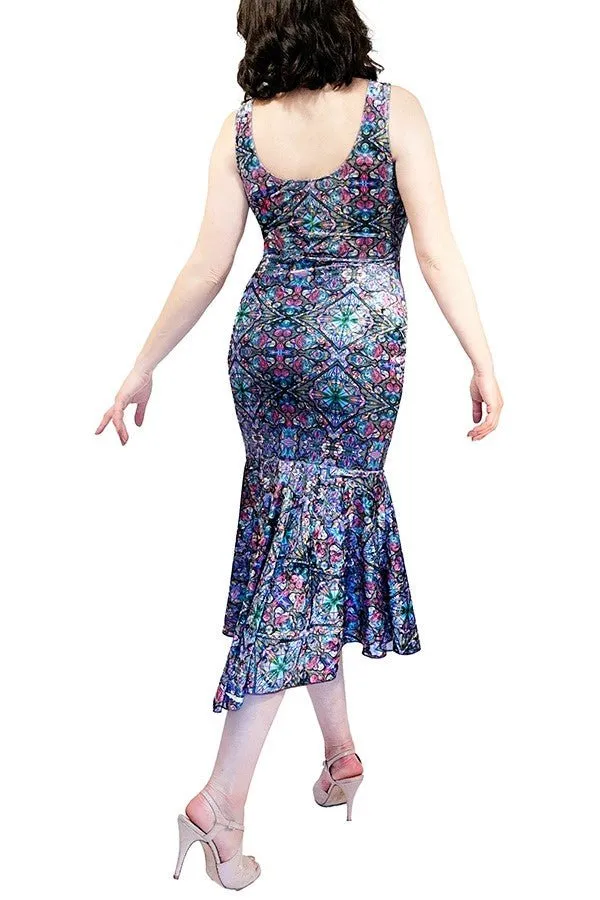 kaleidoscope velvet mermaid tango dress with front slit