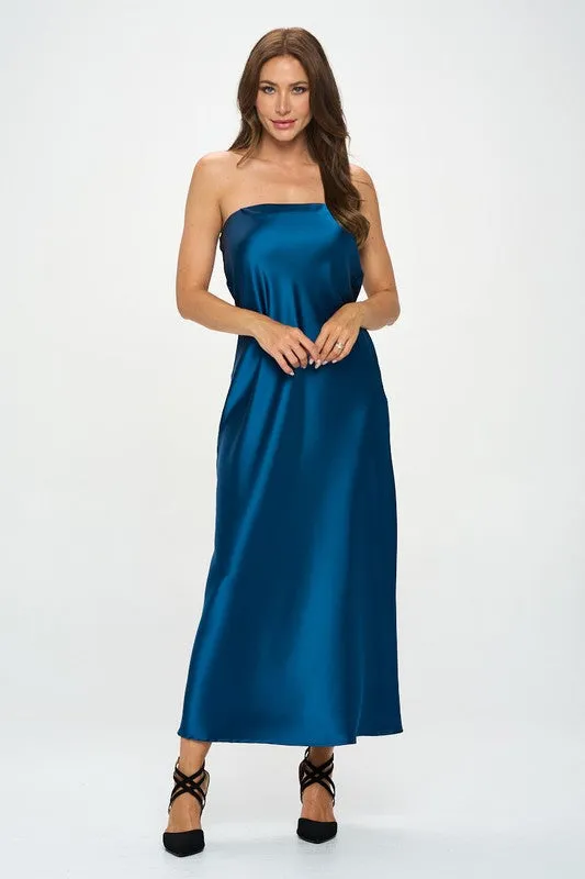 Kyle Silky Satin Tube Draped Dress