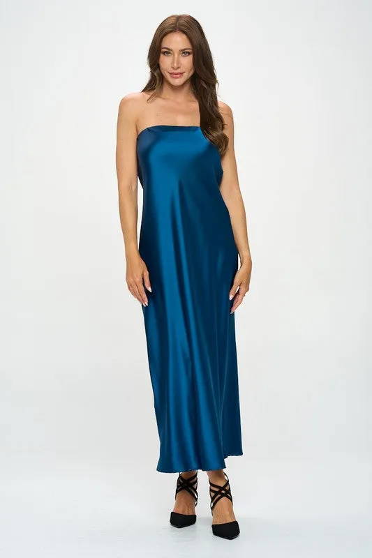 Kyle Silky Satin Tube Draped Dress