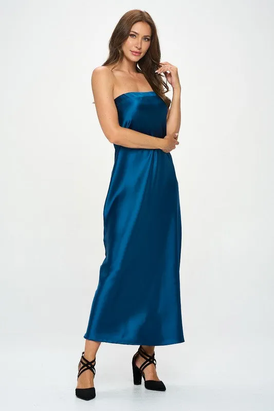 Kyle Silky Satin Tube Draped Dress