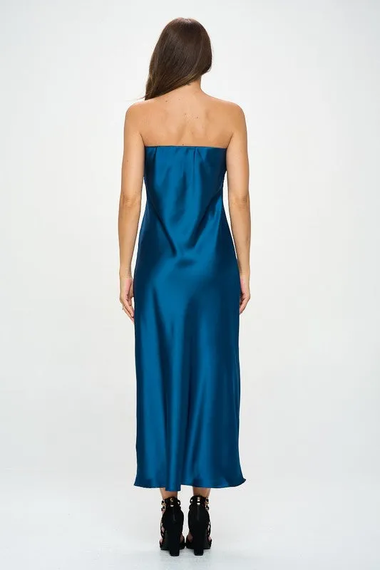 Kyle Silky Satin Tube Draped Dress