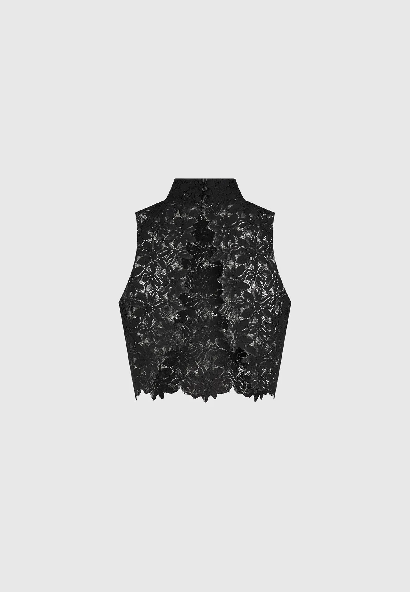 Lace Open Back Top - Black