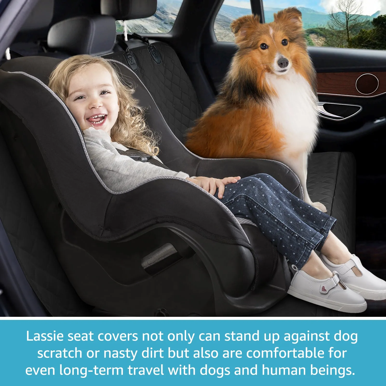 Lassie Dog Seat Covers for Cars Back Seat, Waterproof Bench Seat Cover for Dogs, Vehicles Seat Protector for Kids, Backseat Dog Cover for Car, Trucks & SUVs