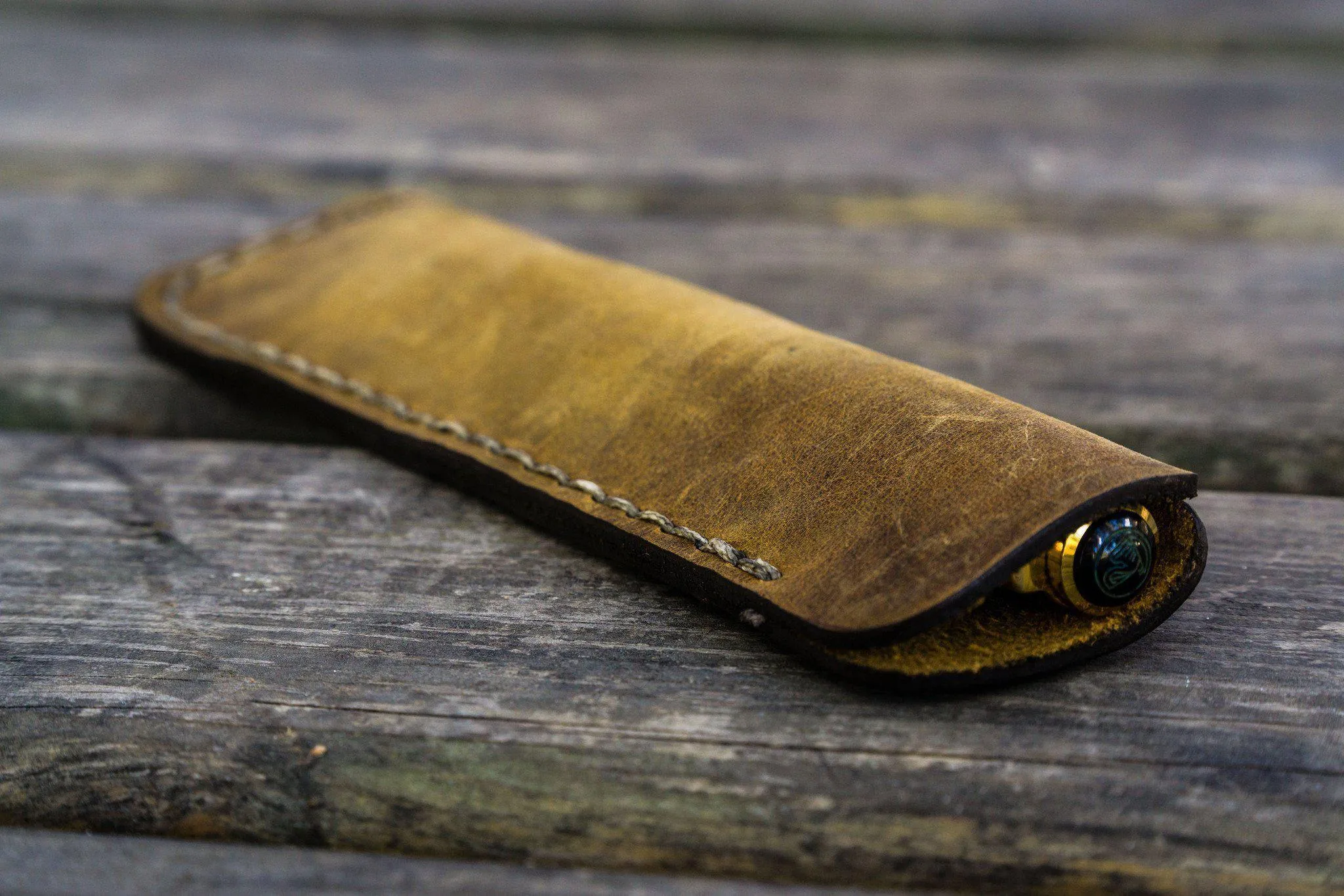 Leather Single Fountain Pen Case / Pen Pouch - Crazy Horse Brown