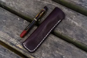 Leather Single Fountain Pen Case / Pen Pouch - Dark Brown