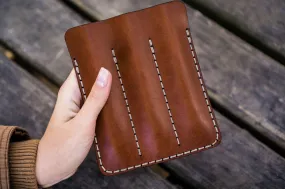 Leather Triple Fountain Pen Case / Pen Pouch - Brown