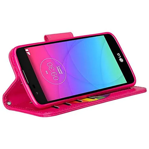 LG K8 | LG Phoenix 2 | LG Escape 3 Wallet Case, Pu Leather Wallet [Kickstand] Case with ID & Credit Card Slots for LG K8 | LG Phoenix 2 | LG Escape 3  - Rainbow Emoji