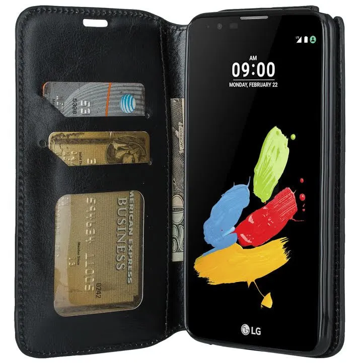 LG Stylo 2 Case, LG Stylo 2 V Wallet Case [Kickstand] Pu Leather Wallet Case w/ ID & Card Slots & Money Pocket - Black