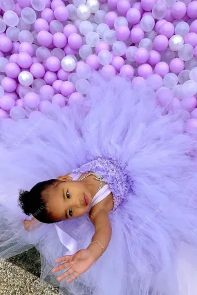 Lilac Roses Ball Gown Tulle Tailor Made Flower Girl Dress