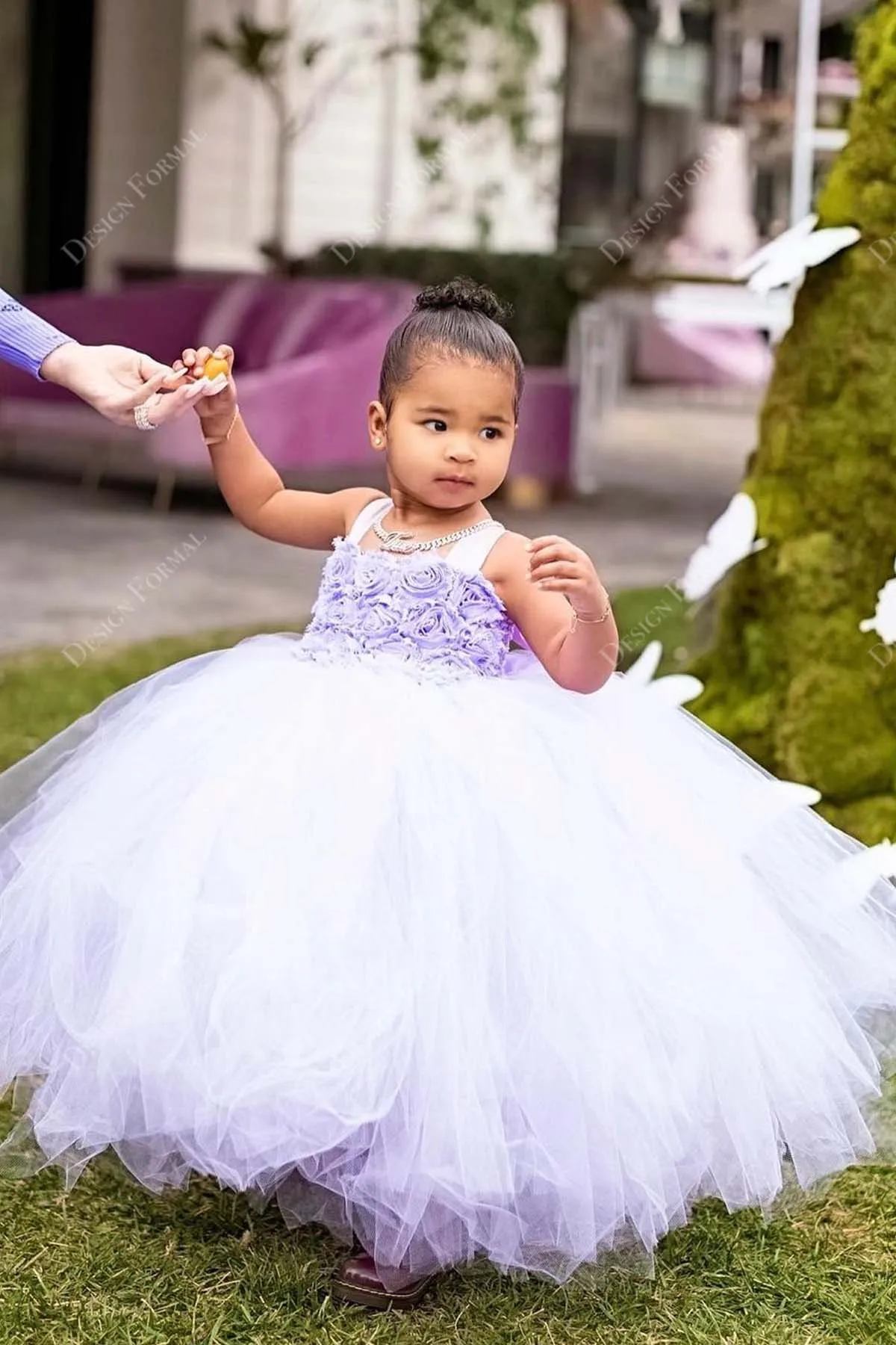 Lilac Roses Ball Gown Tulle Tailor Made Flower Girl Dress