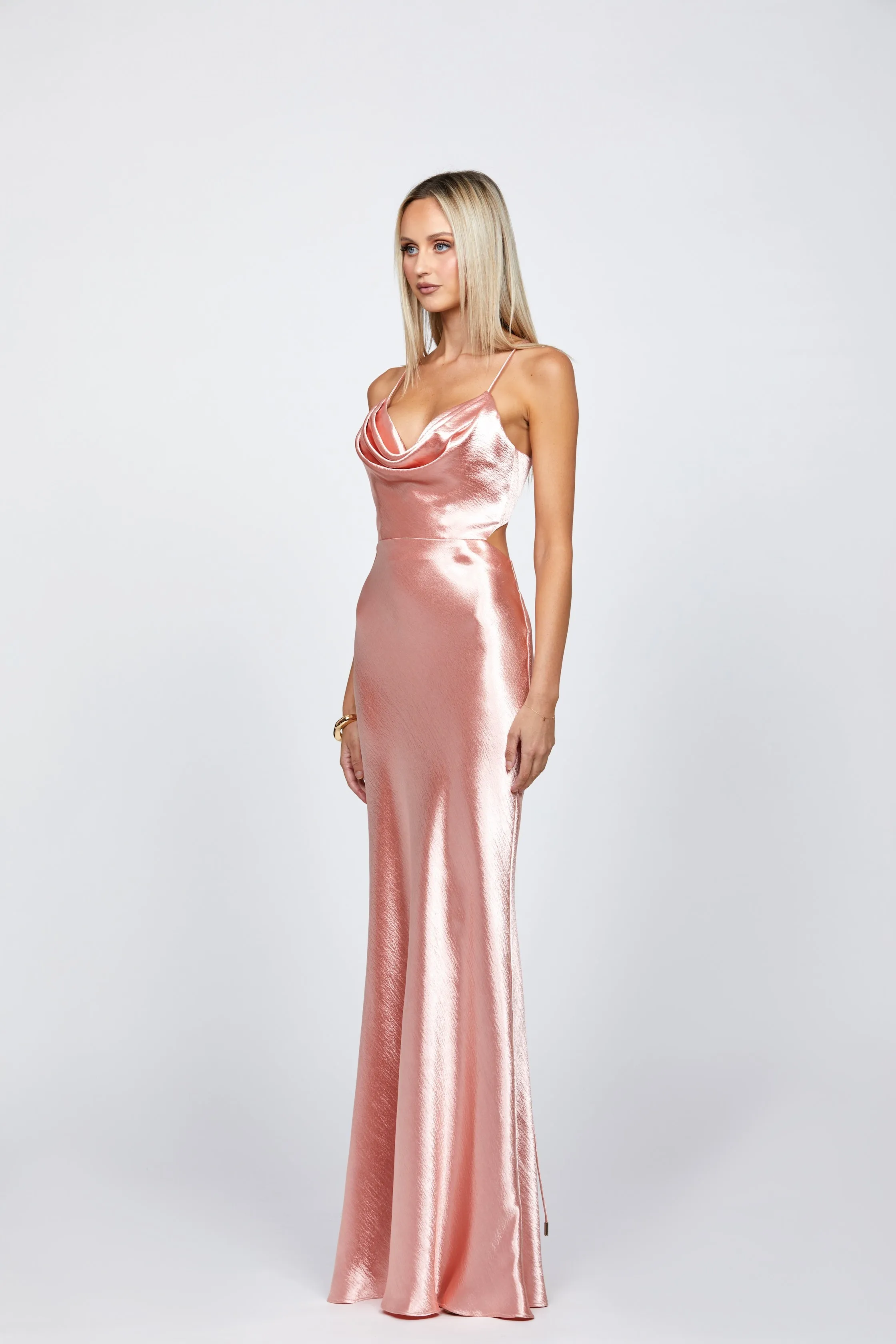 Lively Strappy Back Cowl Gown