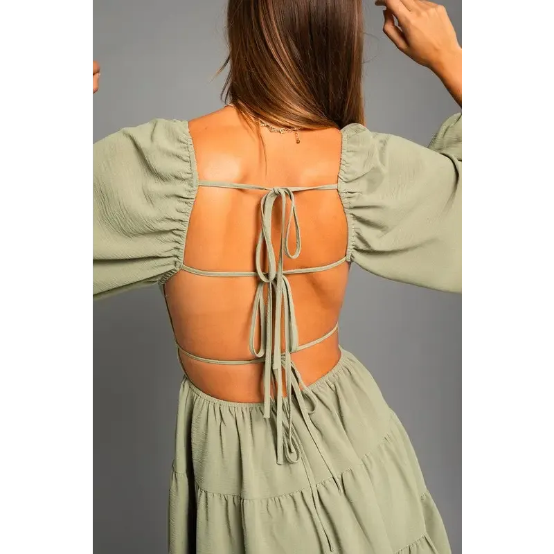 Long Sleeve Open Back Dress