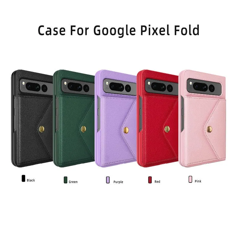 Lychee Pattern Leather Phone Case with Card Hold For Google Pixel Fold