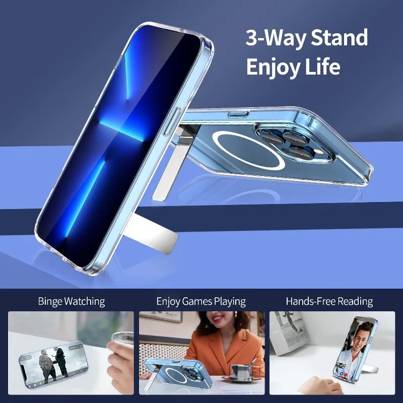 Magnetic Wireless Charging Phone Case With Aluminum Alloy Stand For iPhone