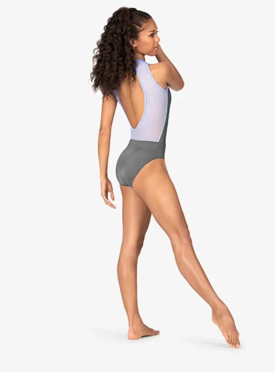 Mariia | Open Back Halter Leotard | Slate