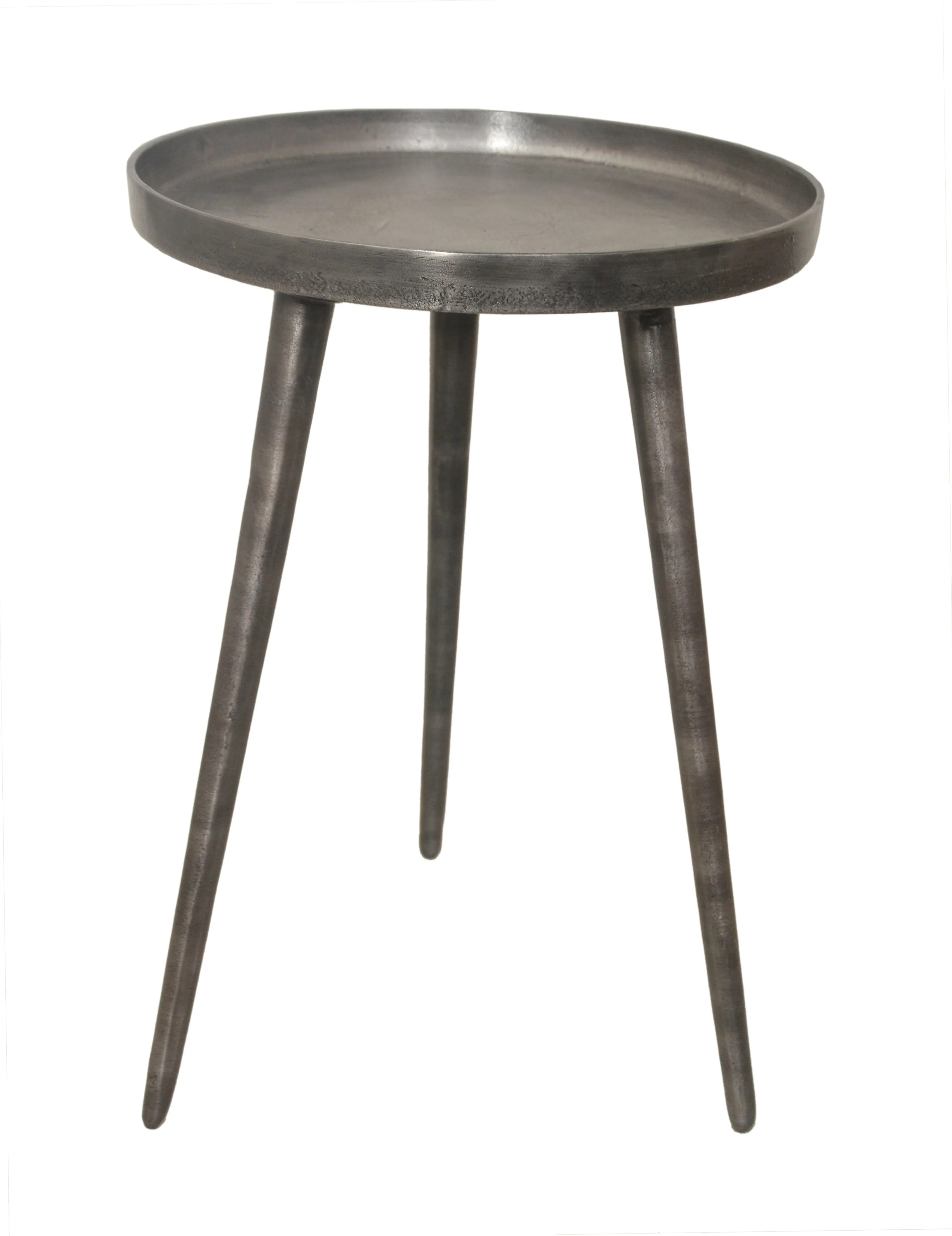 Maxine Tripods Metal Side Table, Antique Silver