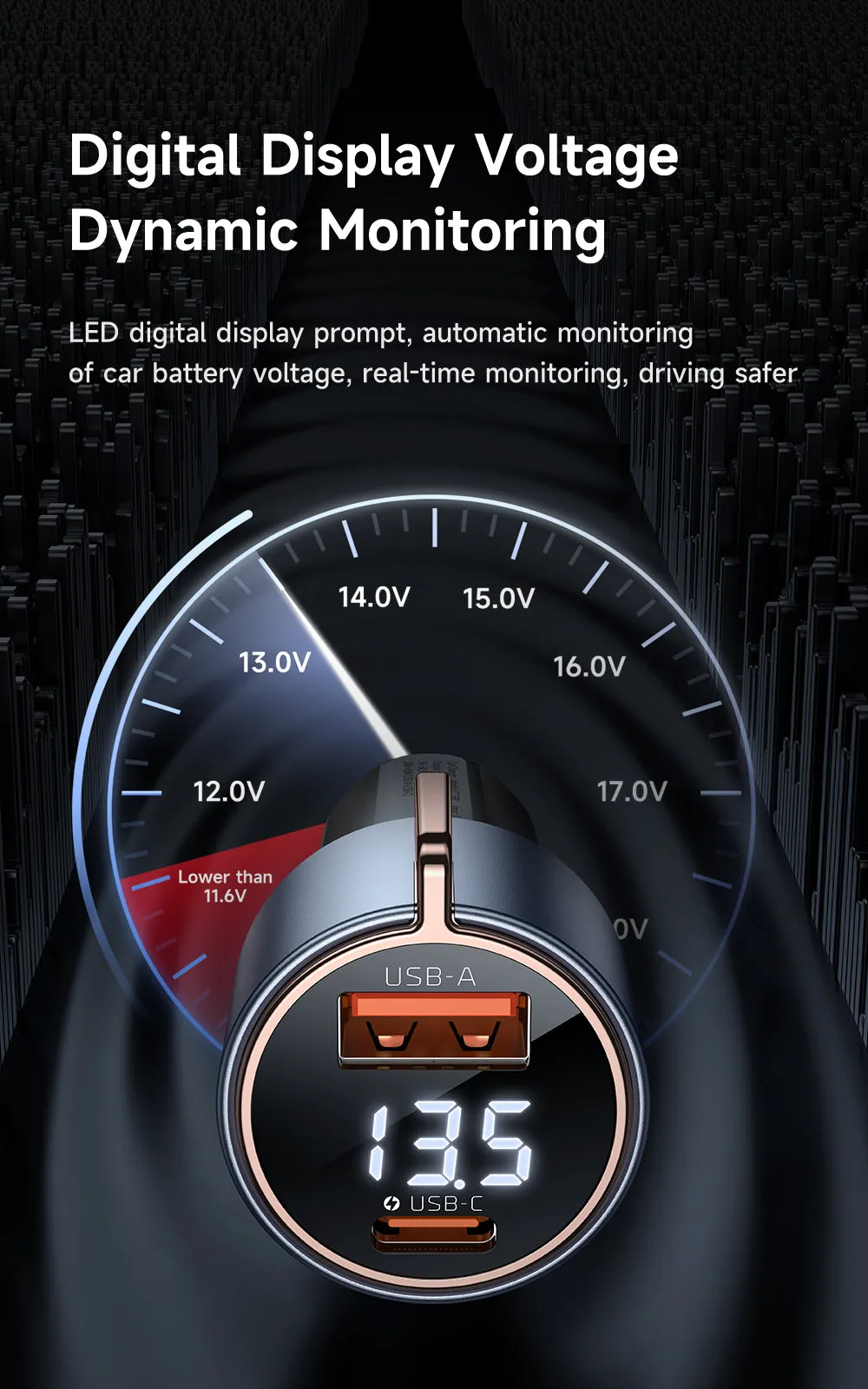 Mcdodo CC-369 | 75W PD Car Charger With Digital Display | Dual Ports (Type-C & USB)