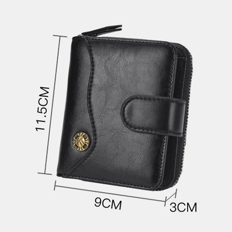 Men PU Leather Short Large Capacity Vintage Card Holder Coin Purse Money Clip Wallet