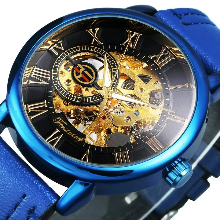 Men's Luxury Black Gold Skeleton Watches