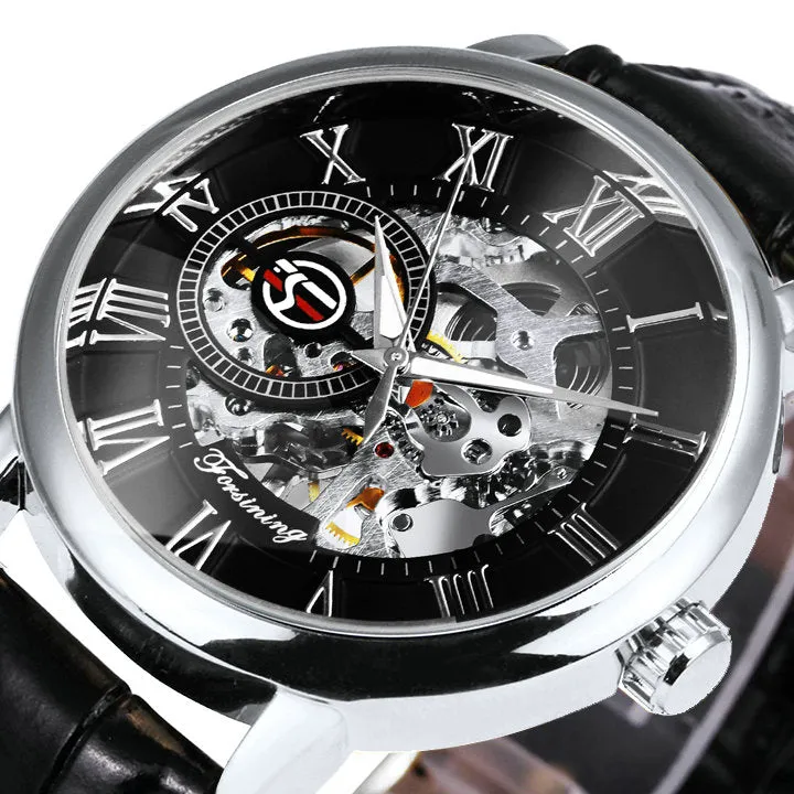 Men's Luxury Black Gold Skeleton Watches