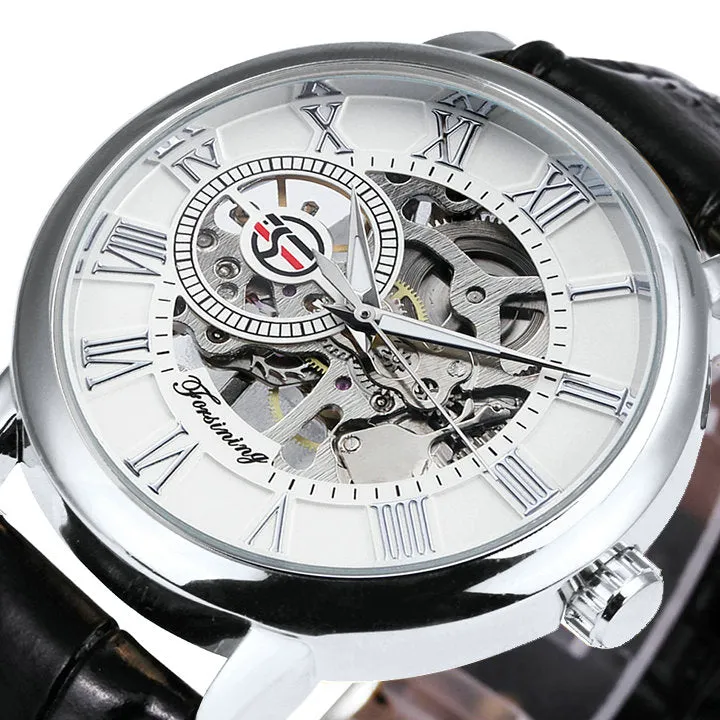 Men's Luxury Black Gold Skeleton Watches