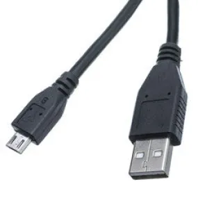 Micro USB 2.0 Cable, Black, Type A Male / Micro-B Male, 6 foot