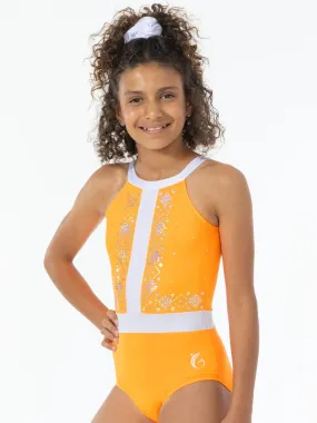 Mod Squad Open Back Leotard in Neon Orange