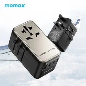 MOMAX 1-World PD 120W GaN 4-Port   AC Charger Universal Travel Adapter