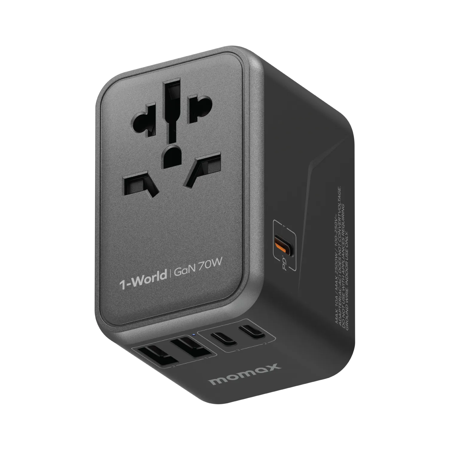 MOMAX 1-World PD 70W GaN 5-Port   AC Charger Universal Travel Adapter