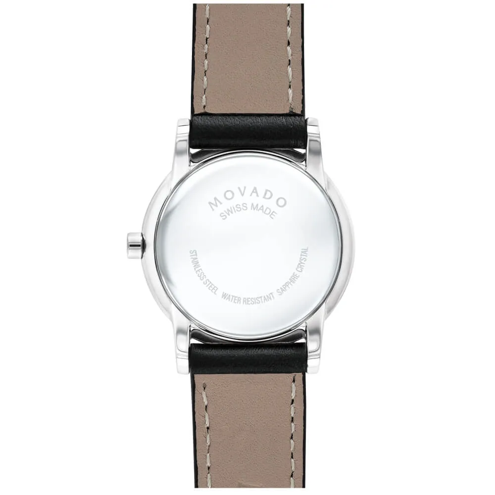 Movado Museum Classic Black Dial Black Leather Strap Women's Watch 0607274