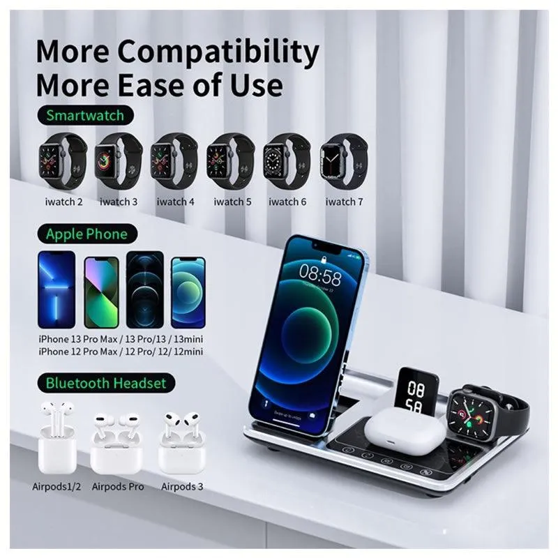 Multifunctional 4 In 1 Wireless Charging Station With Digital Display -R11