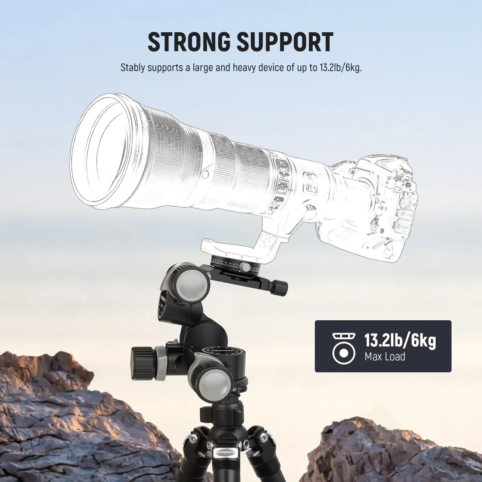 NEEWER TH15/TH16 3-Way Geared Tripod Head