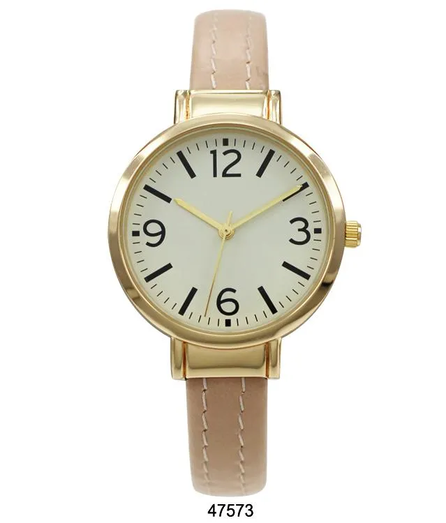 Nude Vegan Leather Cuff Watch with Gold Case and Gold Dial