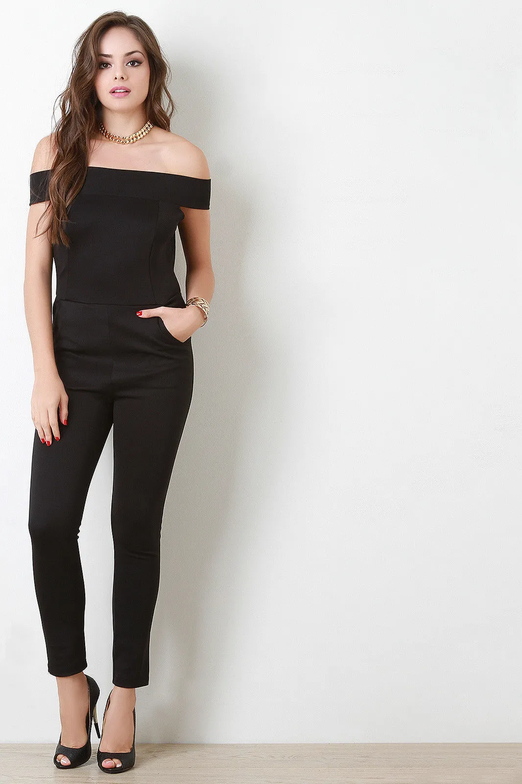 Open Back Bardot Jumpsuit