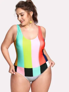 Open Back Colorblock Swimsuit