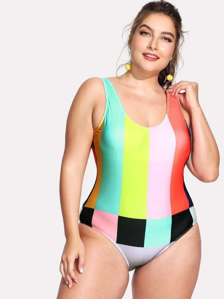 Open Back Colorblock Swimsuit