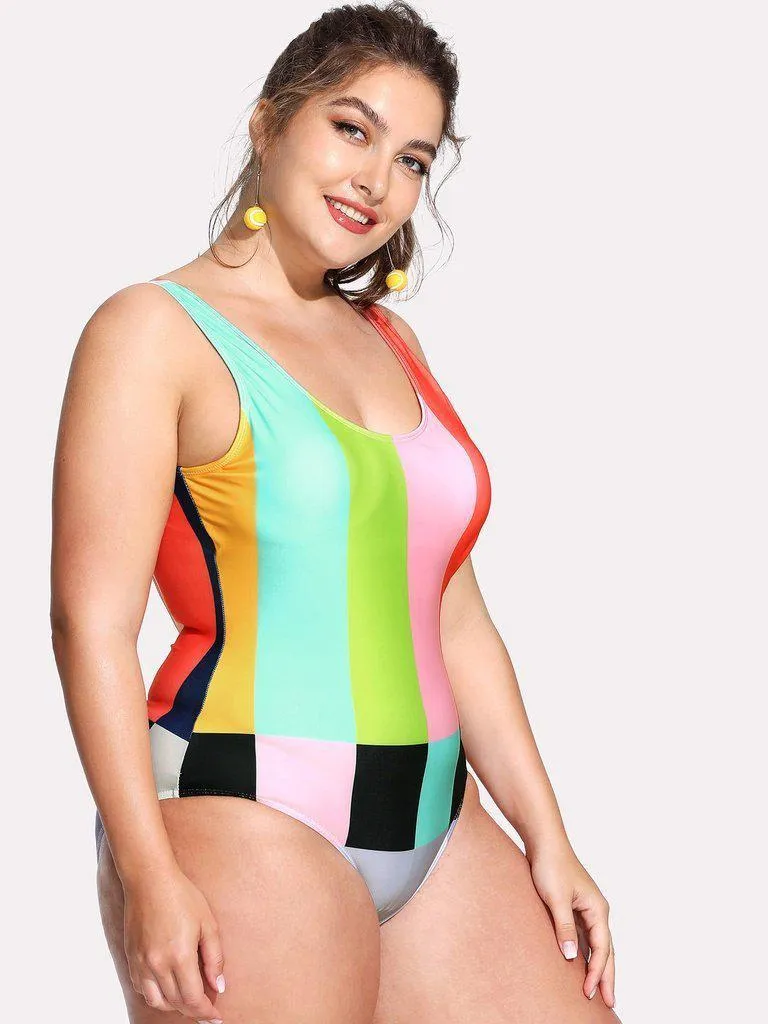 Open Back Colorblock Swimsuit