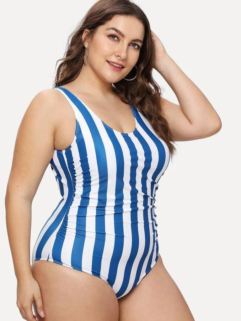 Open Back Striped Swimsuit