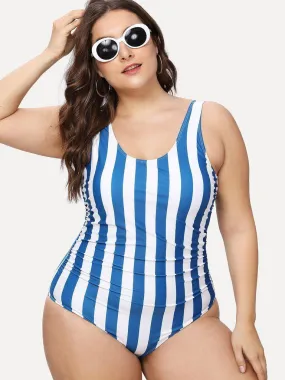 Open Back Striped Swimsuit