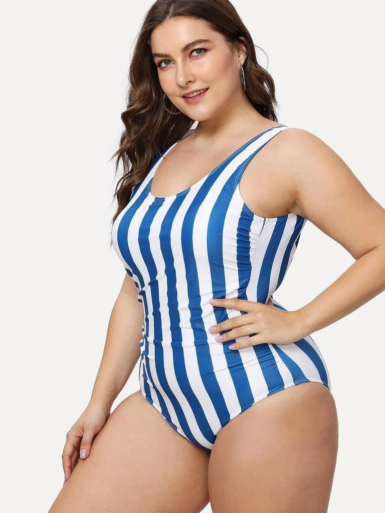 Open Back Striped Swimsuit