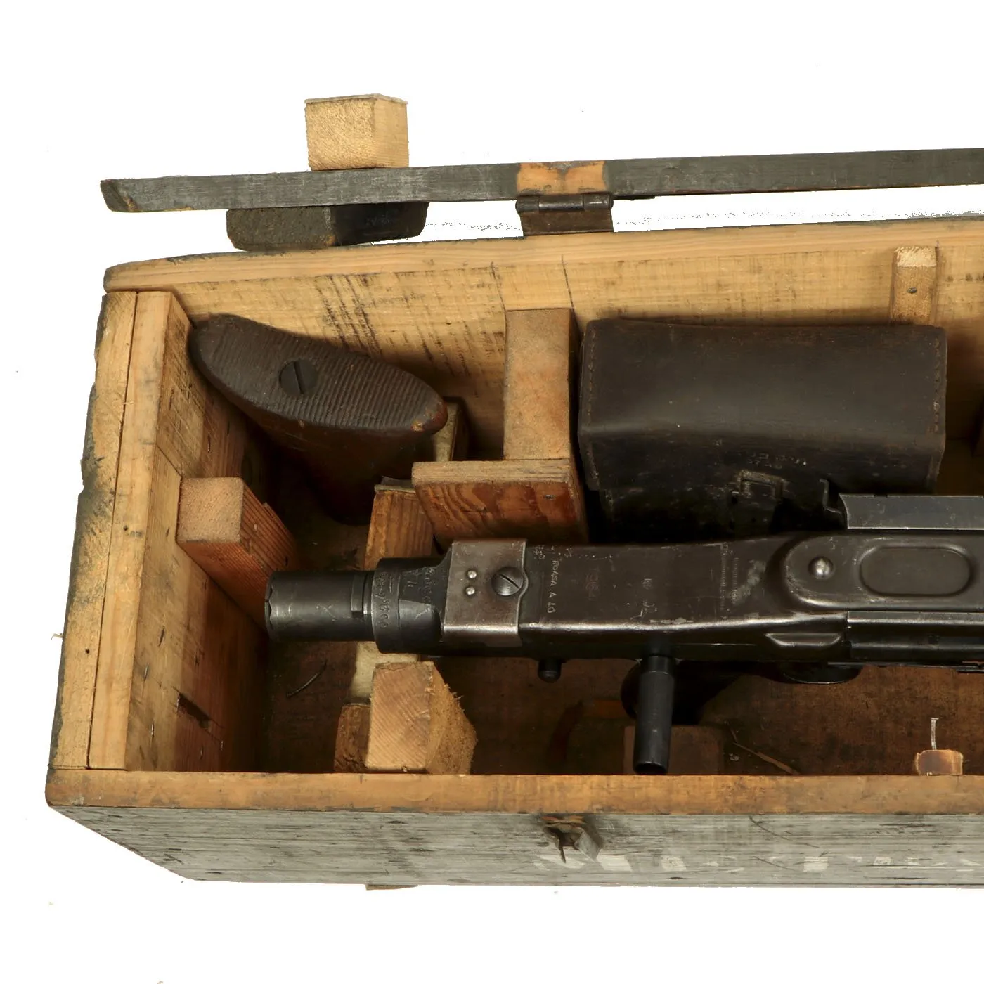 Original German WWII MG 34 Display Machine Gun marked dot 1943 in Transit Chest with Accessories