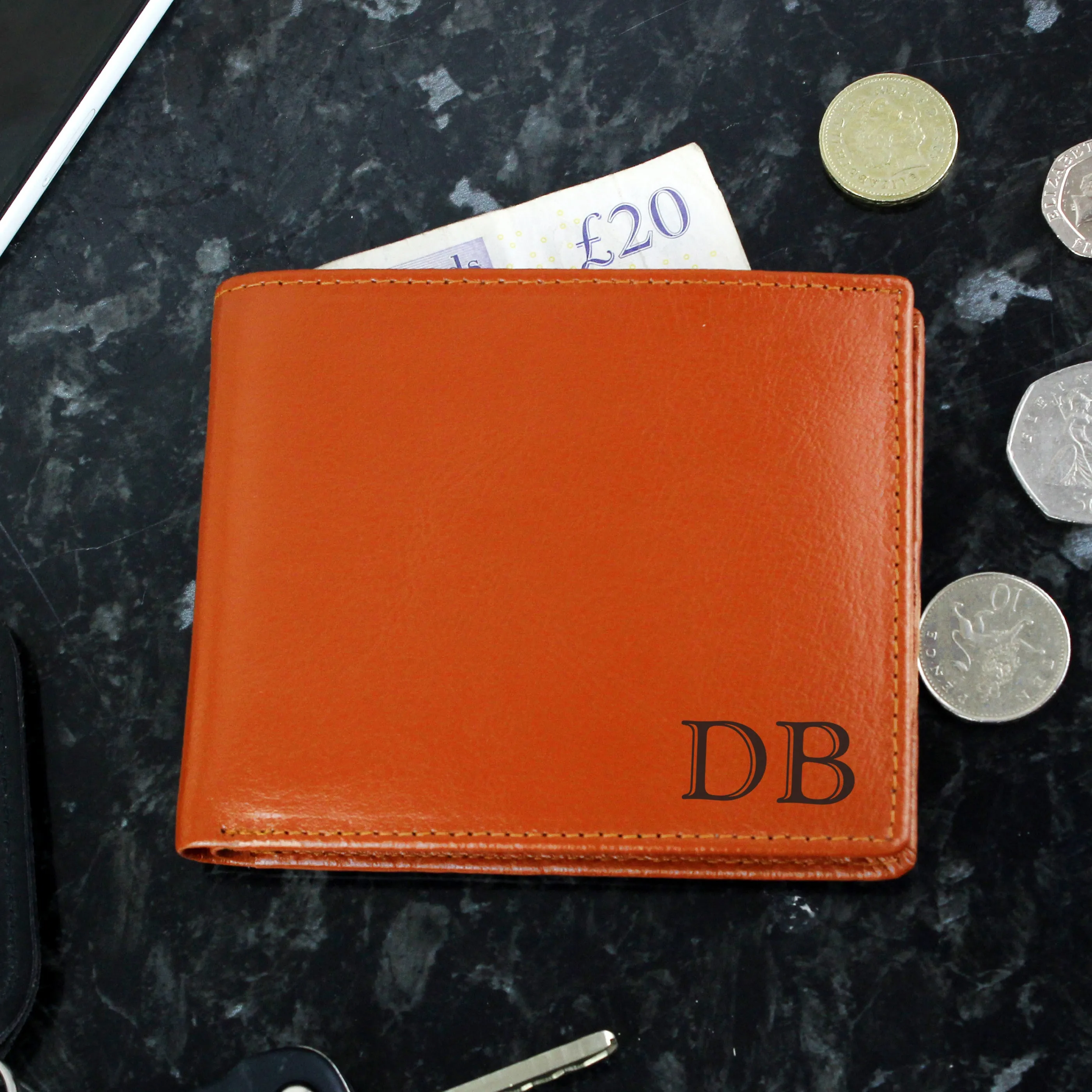 Personalised Initials Tan Leather Wallet