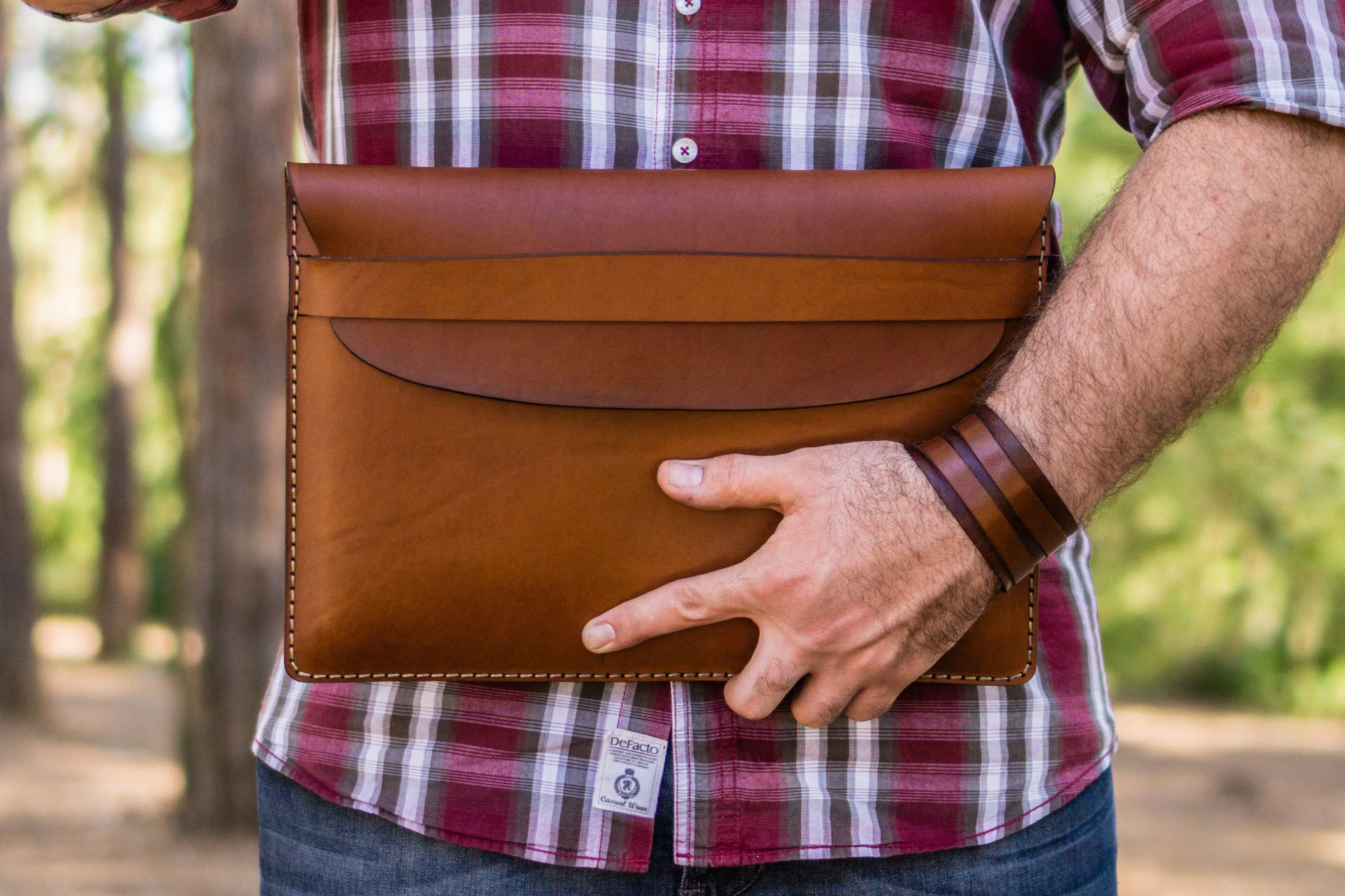 Personalized Leather MacBook Sleeves - Brown